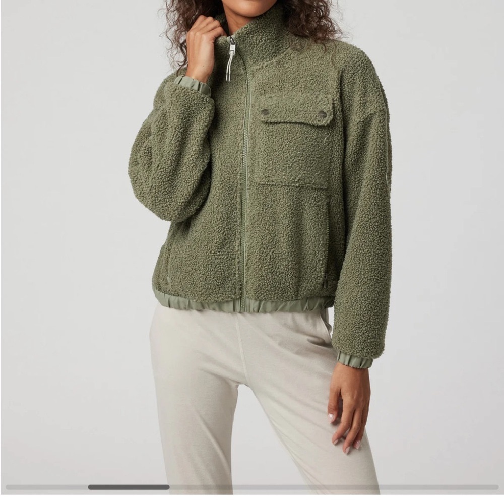 Olive Green Sherpa Jacket